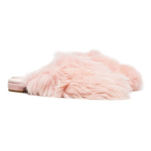 Fashion Pink Shearling Chaussure Femme Round Toe Slippers Mink Fur Flat Mules Name brand slipper Sandal Fluffy Shoes Slipper